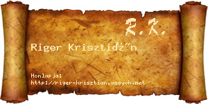 Riger Krisztián névjegykártya